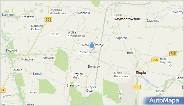 mapa Winna Góra, Winna Góra gmina Słupia na mapie Targeo